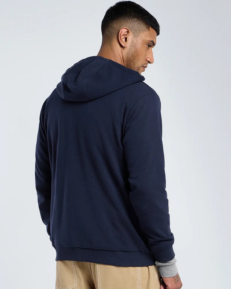 bewakoof Men's Navy Blue Airport Hoodie
